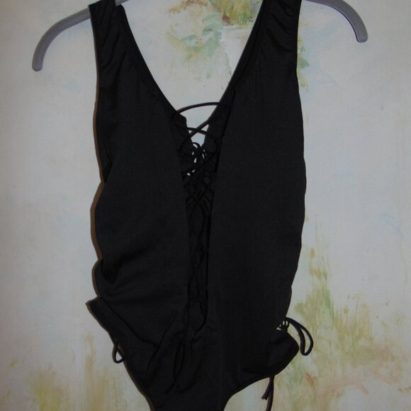 Bodysuit Tank Top Lace Up 4 Sides Intricate Twee Capsule Wardrobe Goth Boho M - Picture 5 of 8